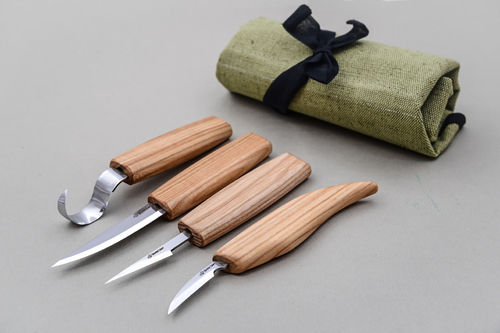 Wood Carving Set of 4 Knives in Tool Roll